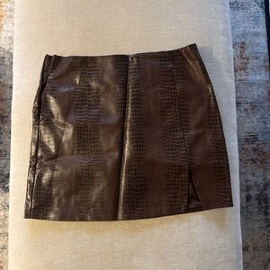Brown Crocodile Pattern Skirt